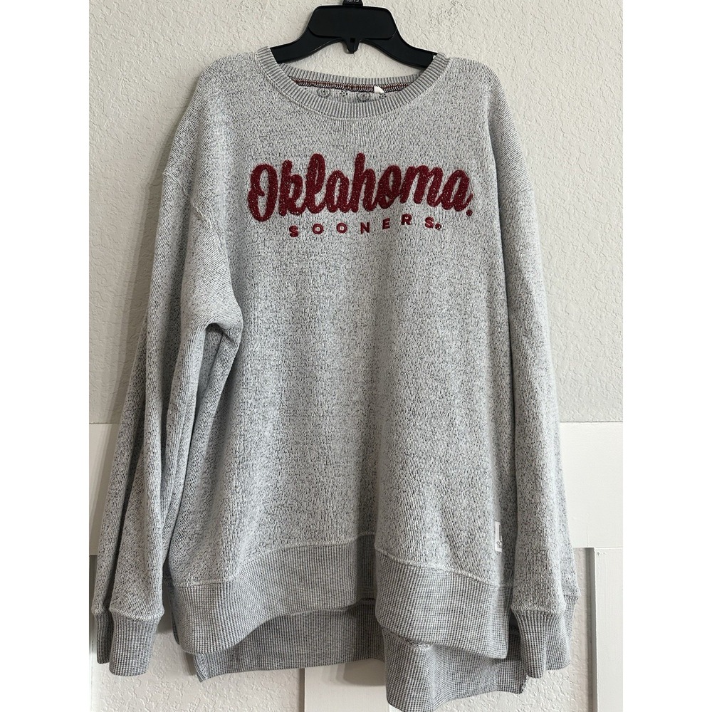 Pressbox Oklahoma Sooners Crewneck Sweatshirt Gray Red XL Fan Apparel